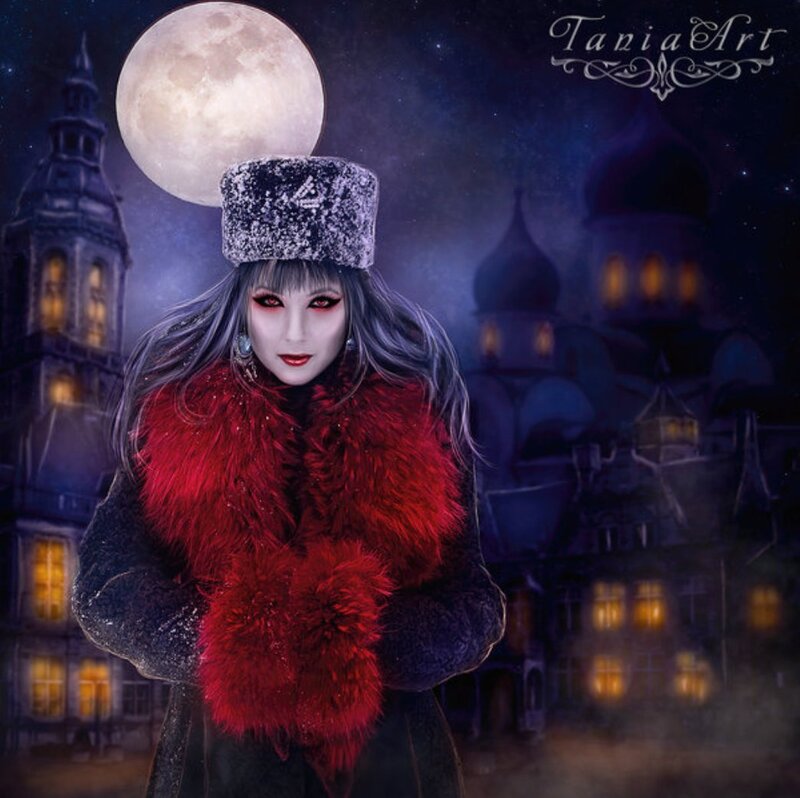 Woman in Winter Coat — Red, Dramatic