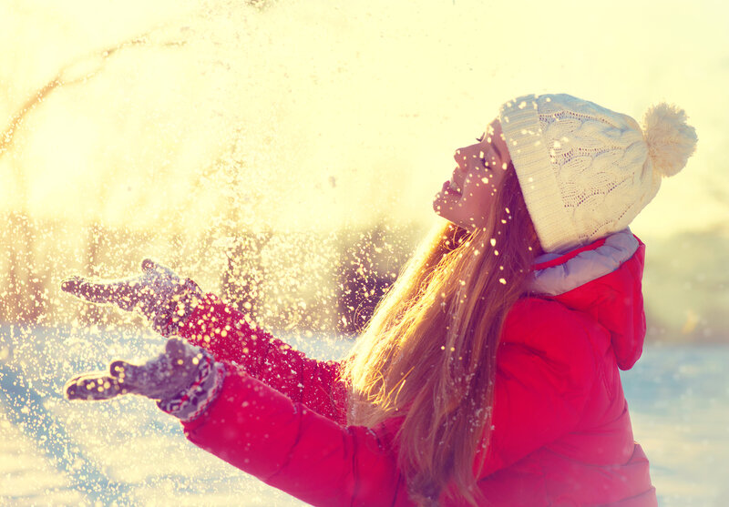 Woman in Winter Coat — Red, Joyful