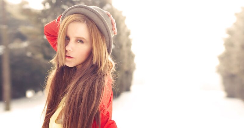 Woman in Winter Coat — Red, Serene
