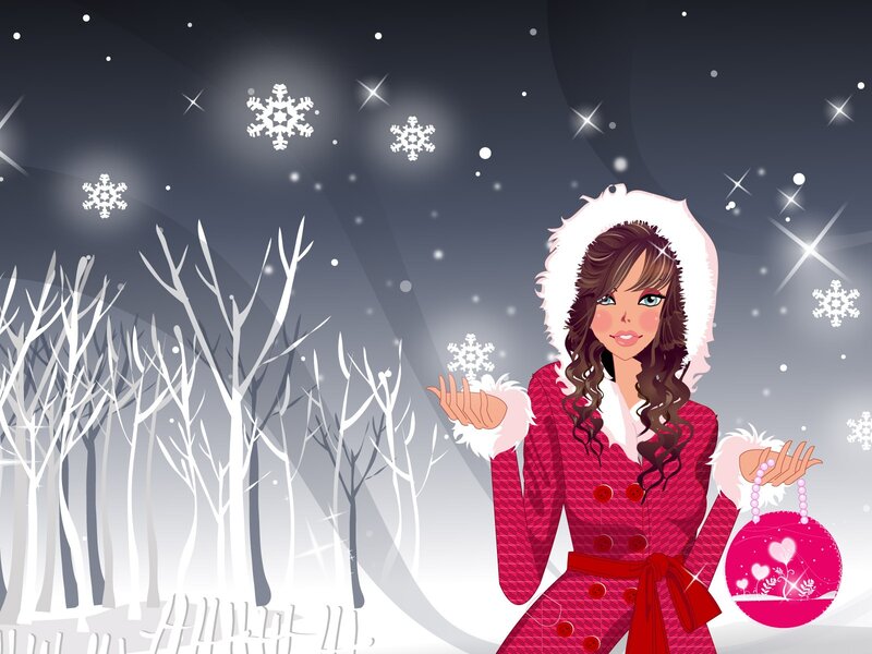Woman in Winter Coat — Red
