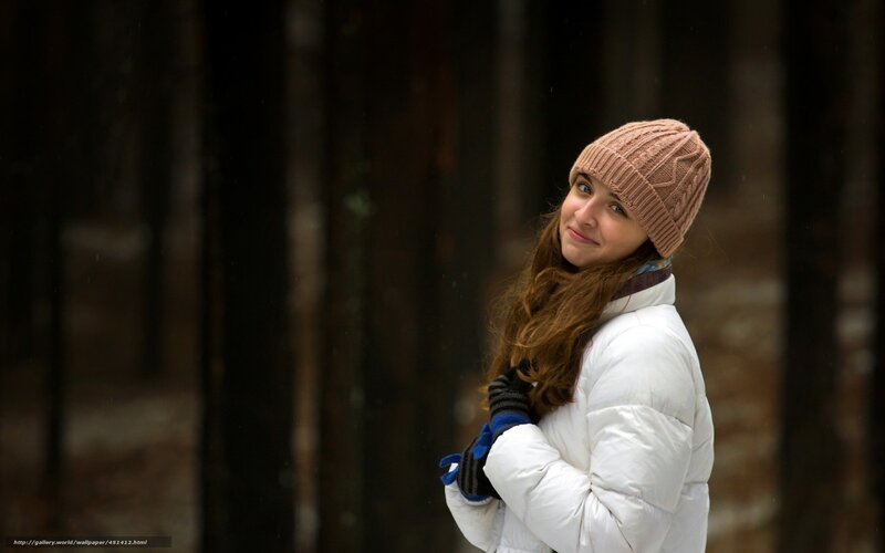 Woman in Winter Coat — White, Calm, Photograph, Forest