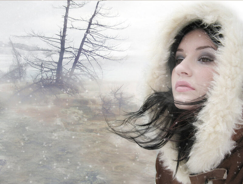 Woman in Winter Coat — White, Cold, Photograph, Snow