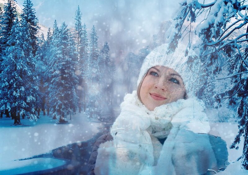 Woman in Winter Coat — White, Cold, Photograph, Snow, Trees