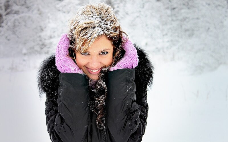 Woman in Winter Coat — White, Cold