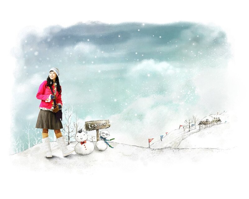 Woman in Winter Coat — White, Peaceful
