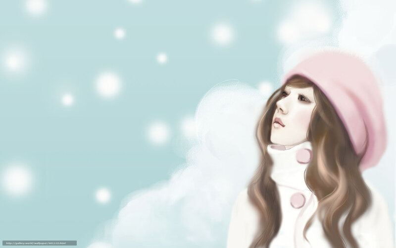Woman in Winter Coat — White, Serene, Digital Art, Snow