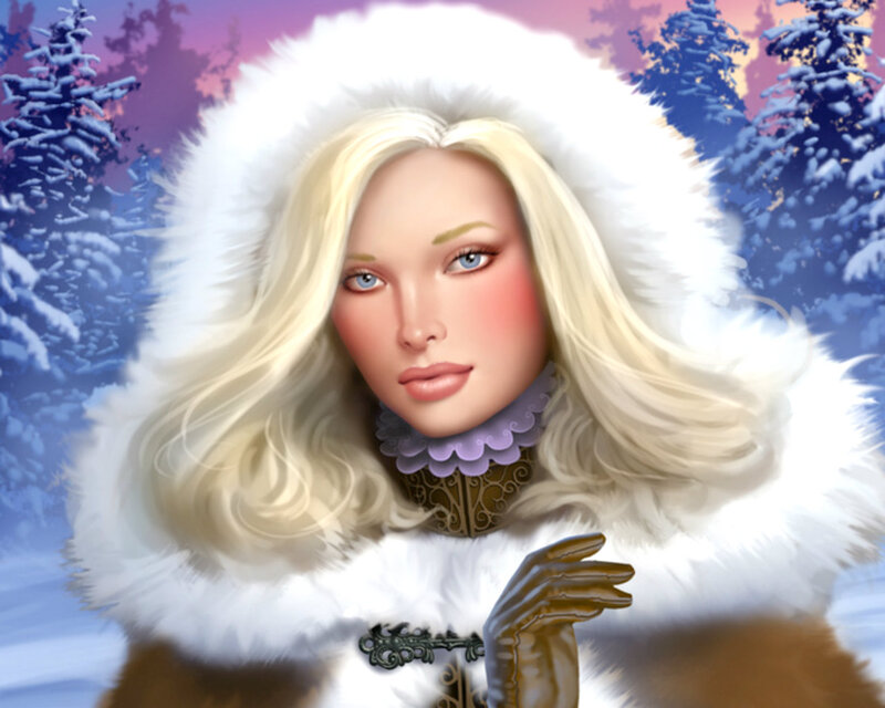 Woman in Winter Coat — White, Serene, Digital Art, Snowy Forest
