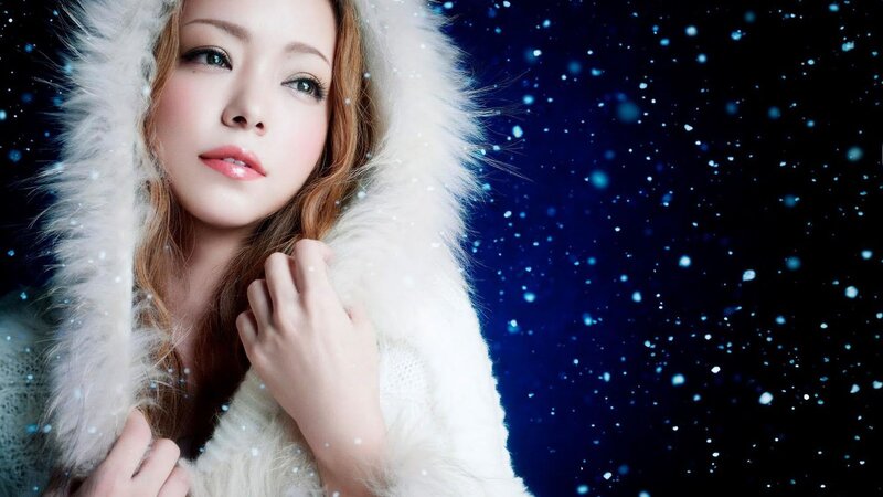Woman in Winter Coat — White, Serene, Night