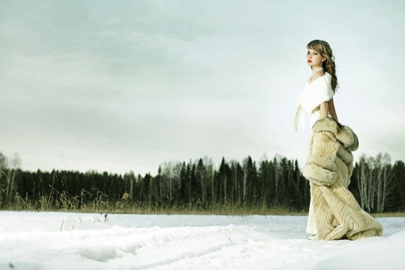 Woman in Winter Coat — White, Serene, Photograph, Snow, Forest
