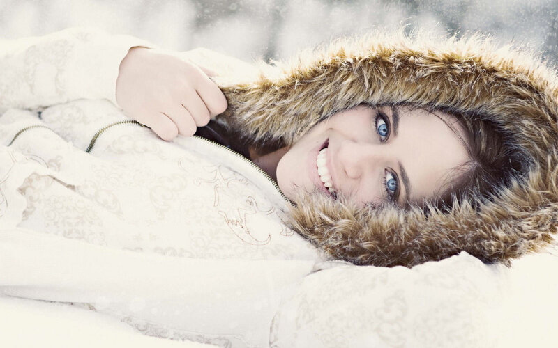 Woman in Winter Coat — White