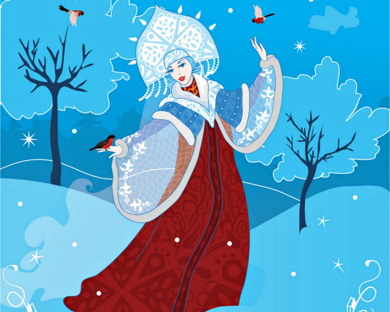 Woman in Winter Costume — Blue, Festive