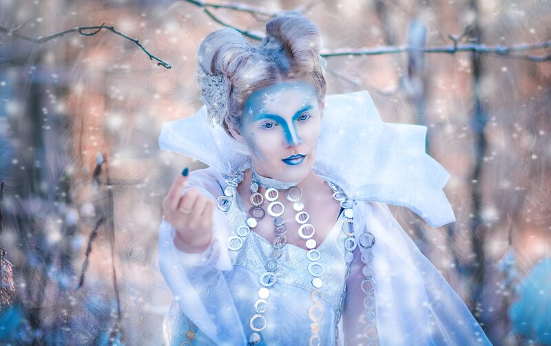 Woman in Winter Costume — White, Frosty