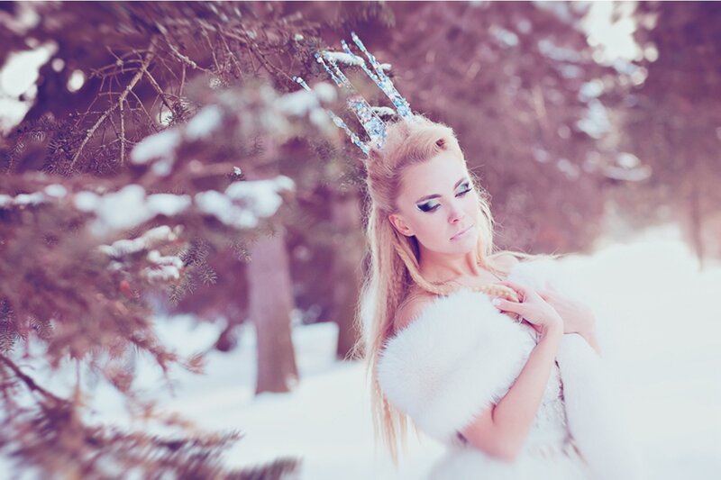 Woman in Winter Costume — White, Serene