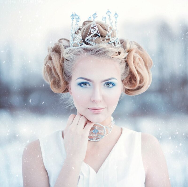 Woman in Winter Crown — White, Serene