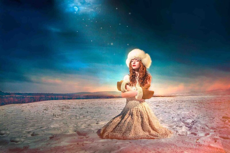 Woman in Winter Dress — Blue