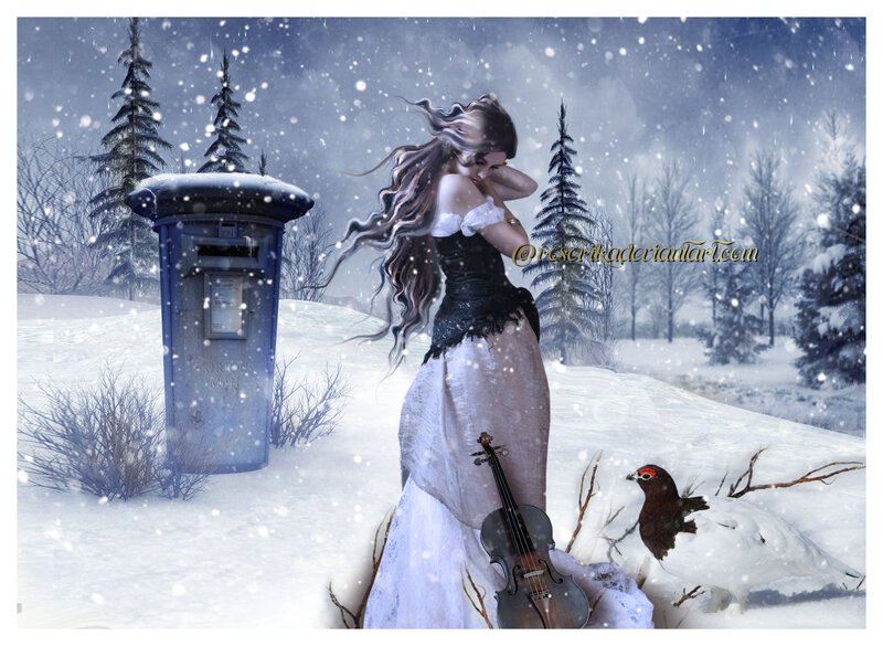 Woman in Winter Dress — White, Cold, Digital Art