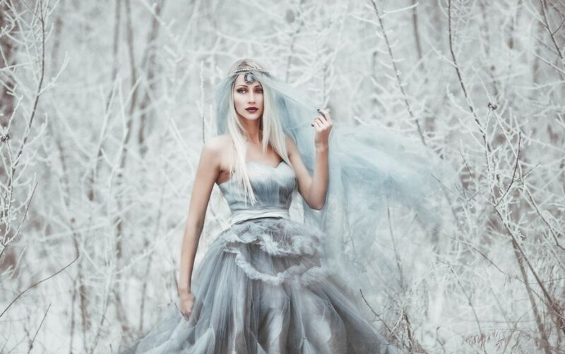 Woman in Winter Dress — White, Ethereal