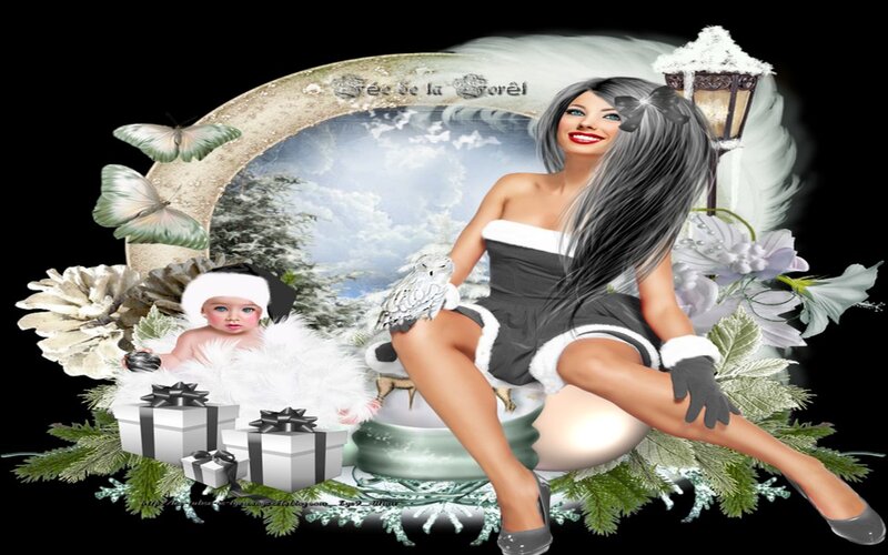 Woman in Winter Dress — White, Festive, Digital Art
