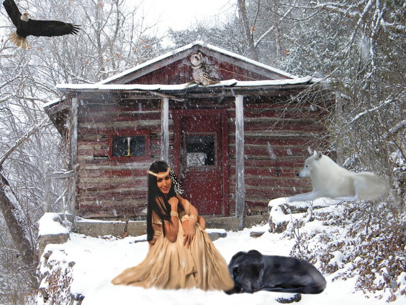 Woman in Winter Dress — White, Serene, Digital Art, Eagle