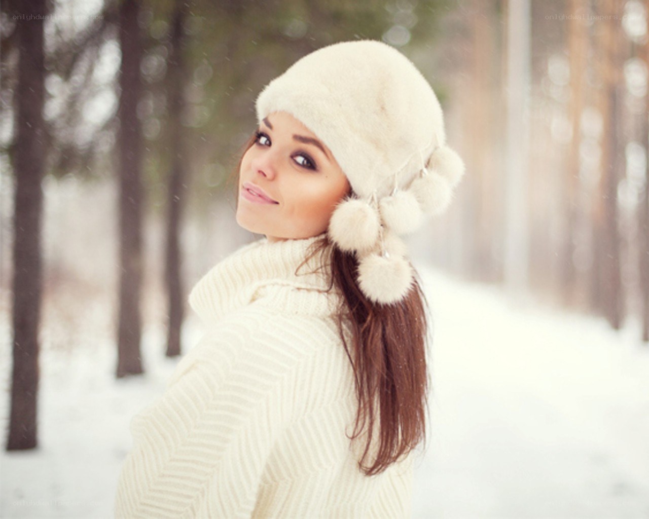 woman in winter forest