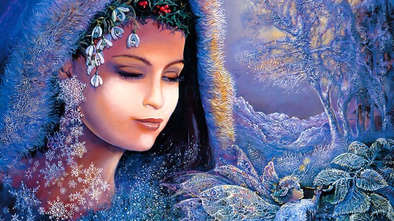 woman in winter forest