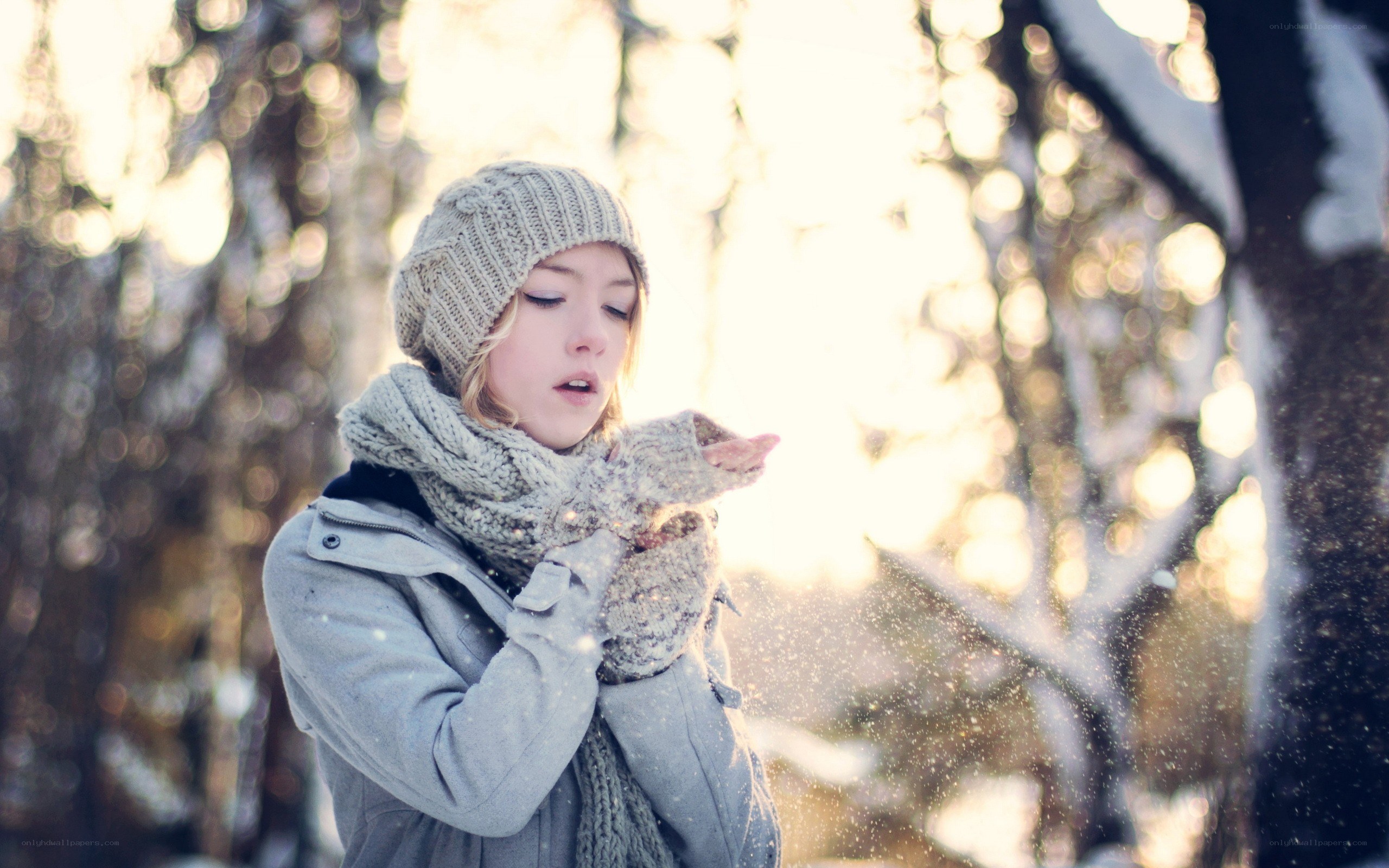 woman in winter forest