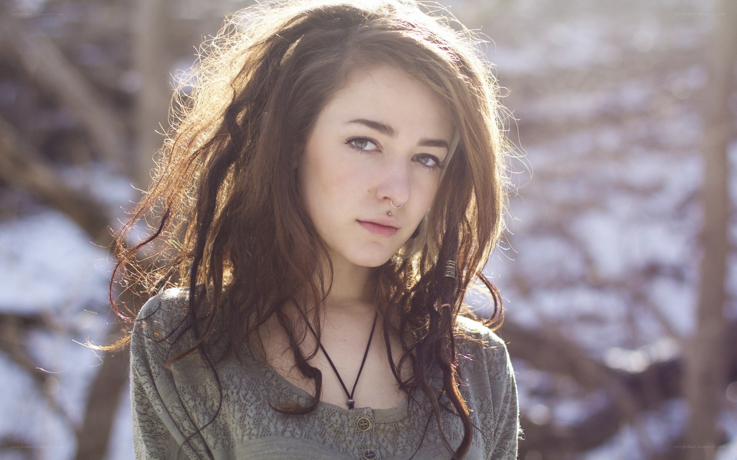 woman in winter forest