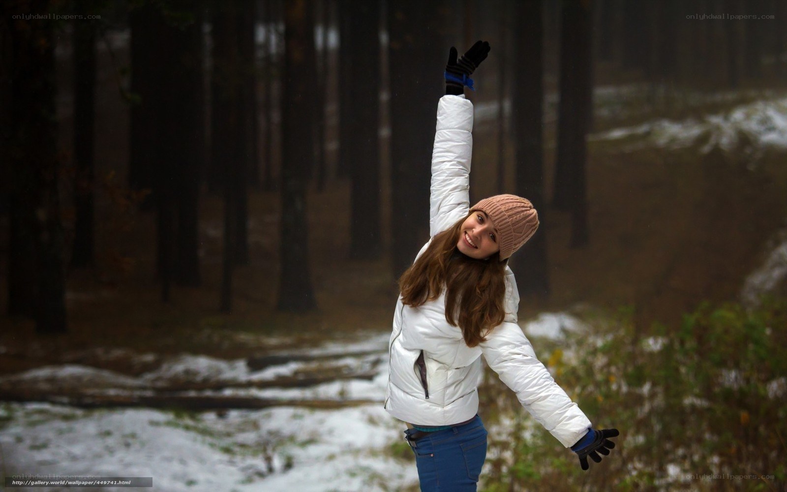 woman in winter forest