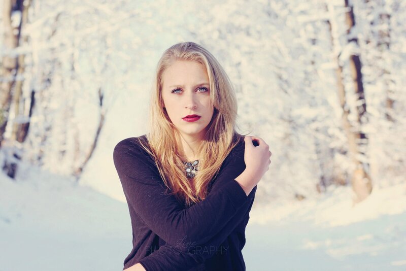 woman in winter forest