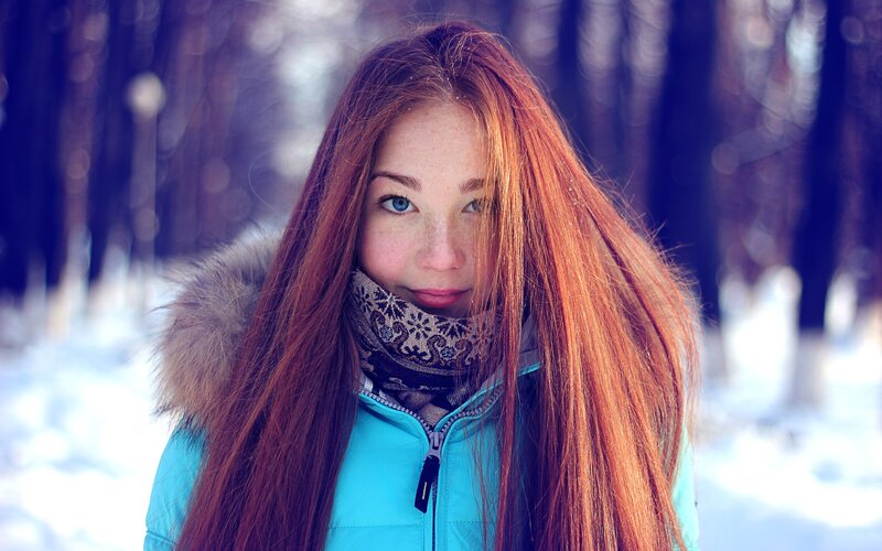 woman in winter forest