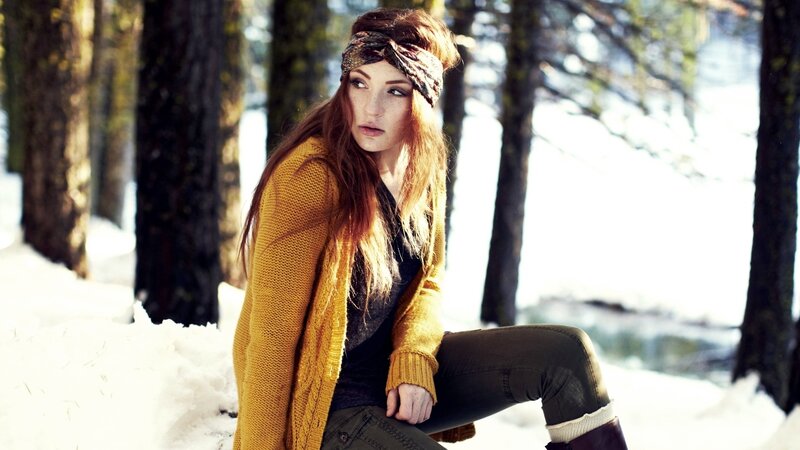 woman in winter forest