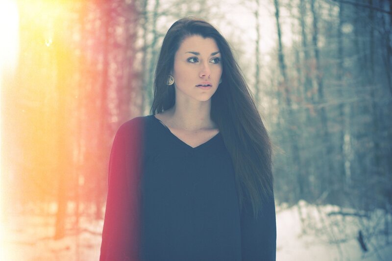 woman in winter forest