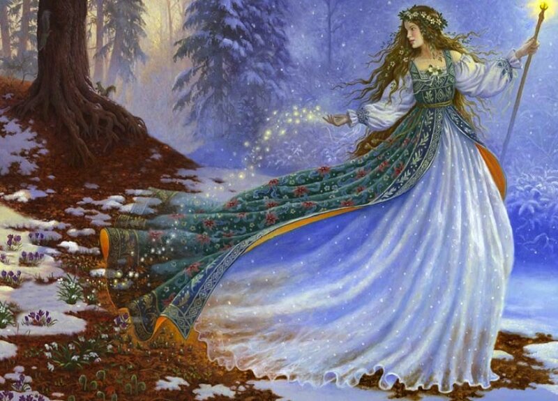 Woman in Winter Forest — Blue, Magical