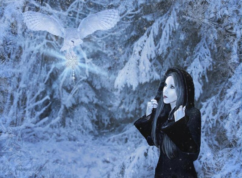 Woman in Winter Forest — Blue, Mystical