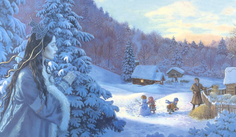 Woman in Winter Forest — Blue, Peaceful