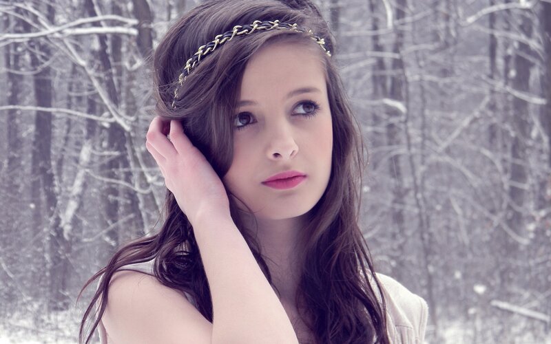 Woman in Winter Forest — Brown