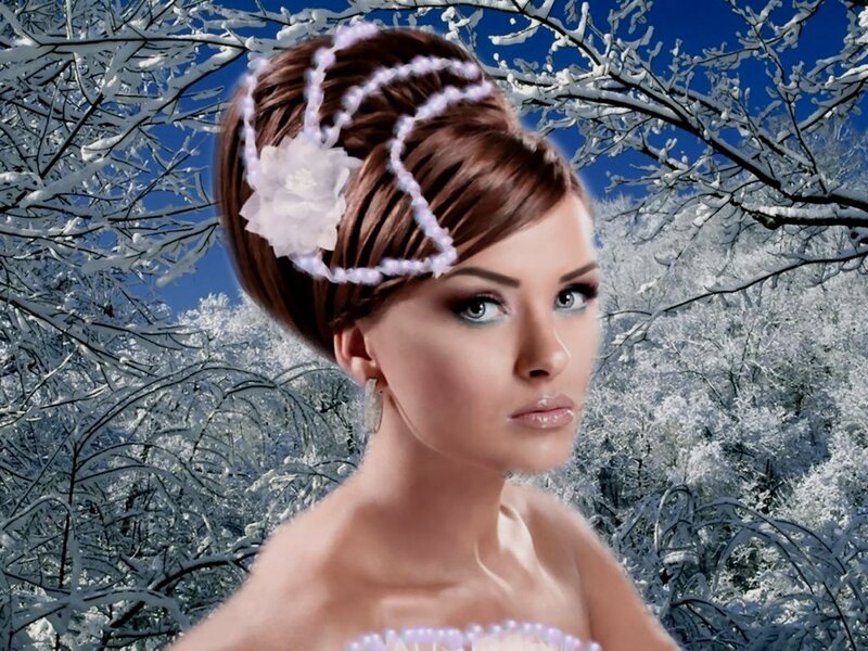 Woman in Winter Forest — White, Serene, Photograph, Flower