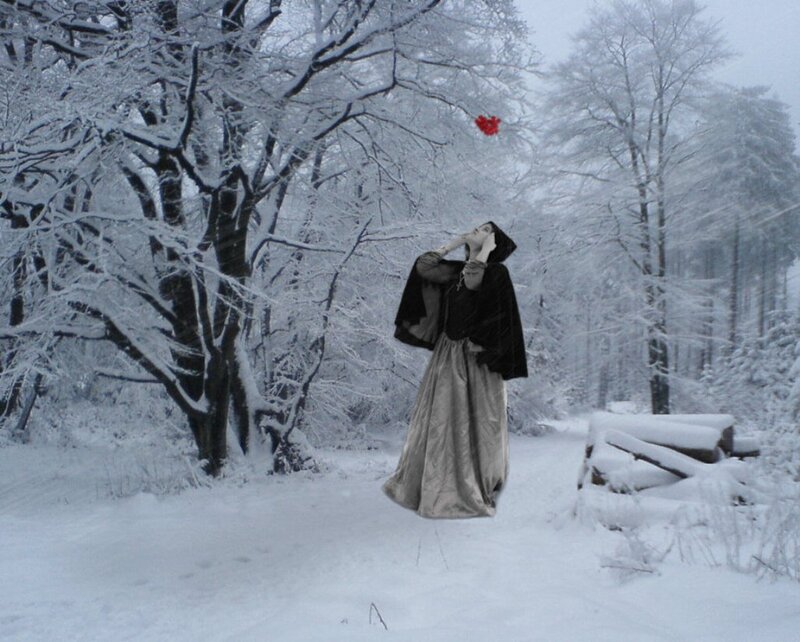 Woman in Winter Forest — White, Serene, Photograph, Snow