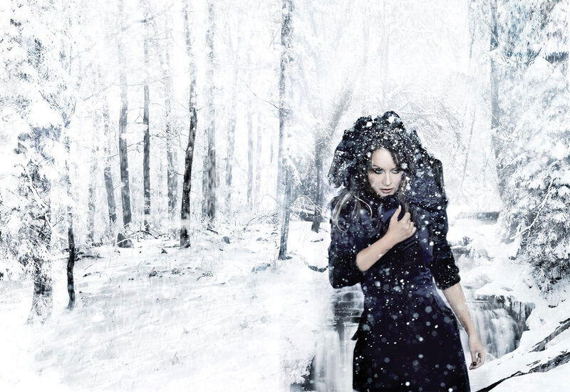 Woman in Winter Forest — White