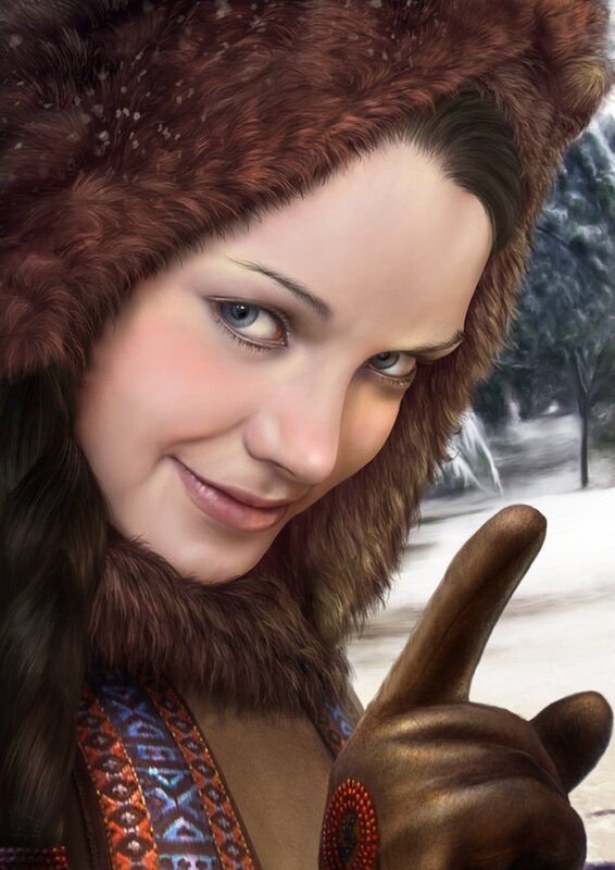 woman in winter fur hat