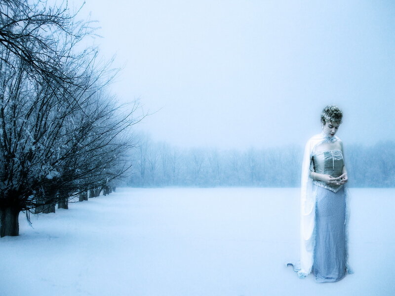 Woman in Winter Gown — Blue
