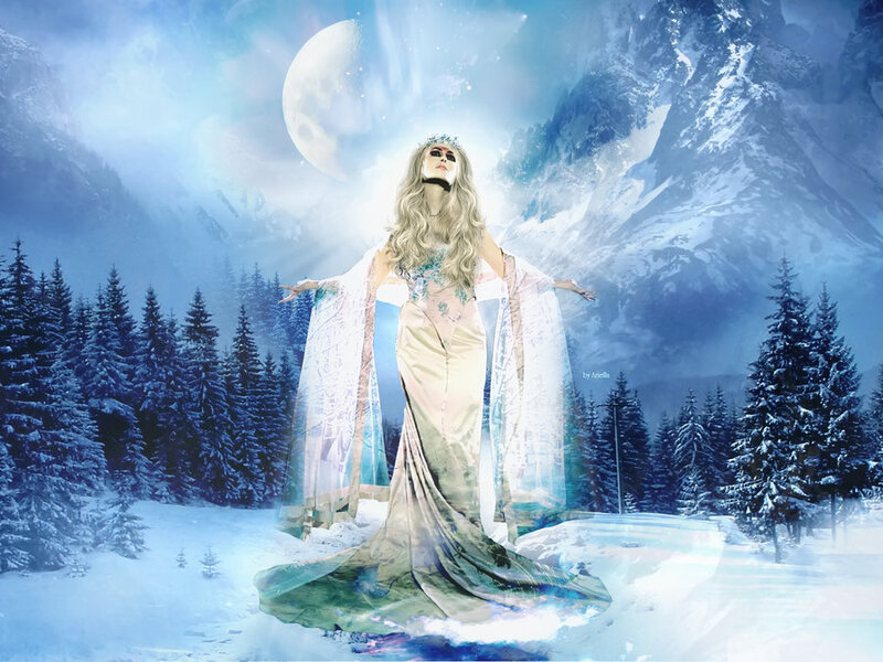 Woman in Winter Gown