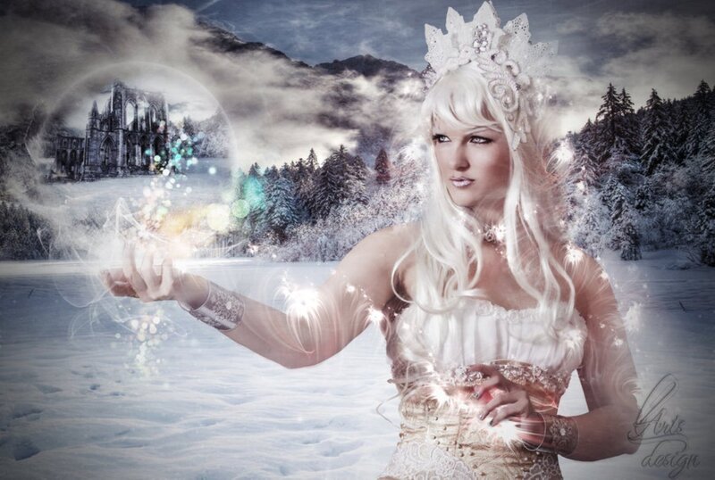 Woman in Winter Gown — White