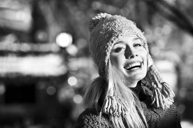 Woman in Winter Hat — Black, Joyful