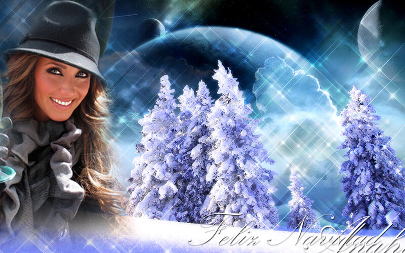 Woman in Winter Hat — Blue