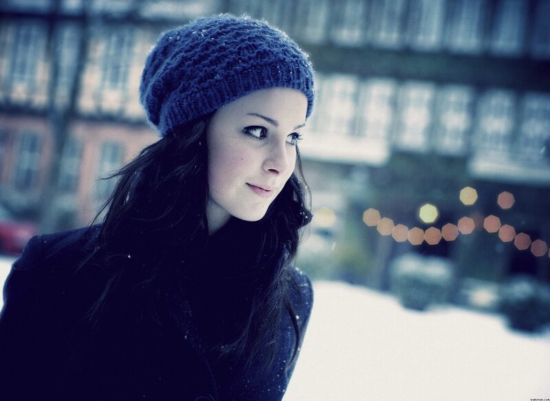 woman in winter hat outdoors