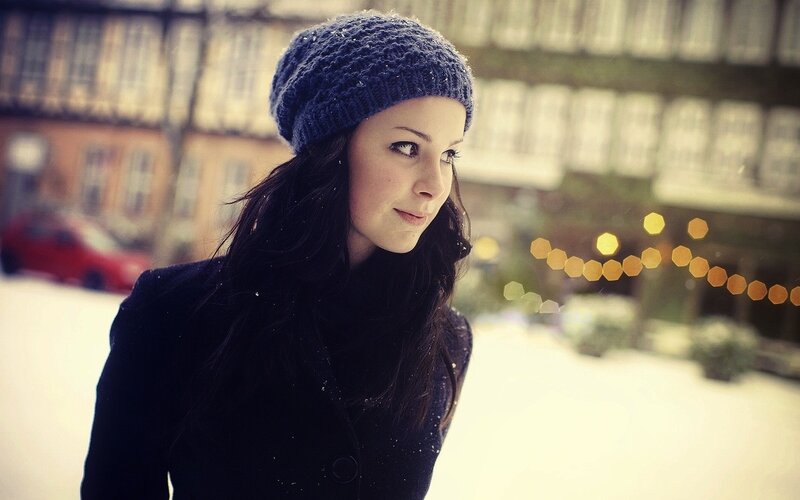 woman in winter hat outdoors