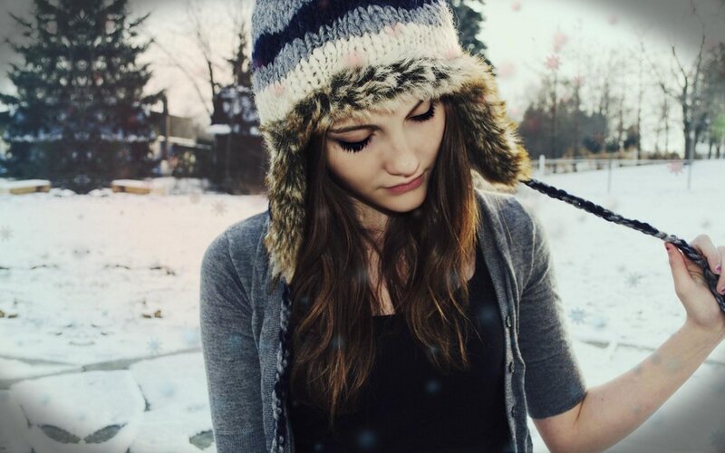 woman in winter hat outdoors