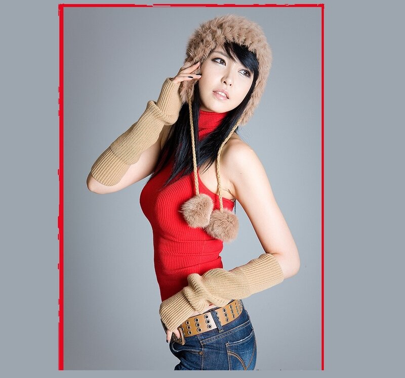 Woman in Winter Hat — Red, Neutral