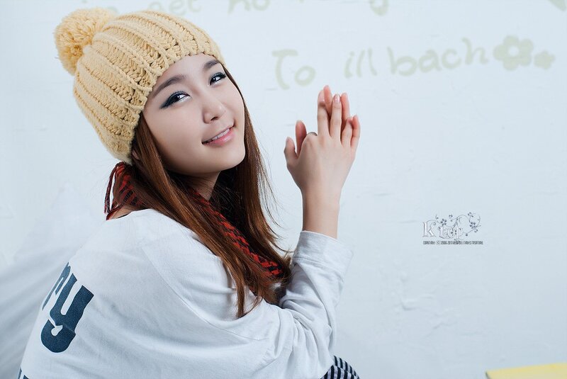 Woman in Winter Hat — White, Calm, Photograph, Scarf, Wall